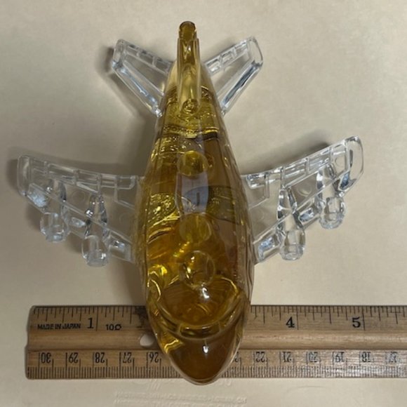 VTG Acrylic Jet Airplane Desk Paperweight & Pencil Holder Gold Coins Globe - Picture 9 of 9